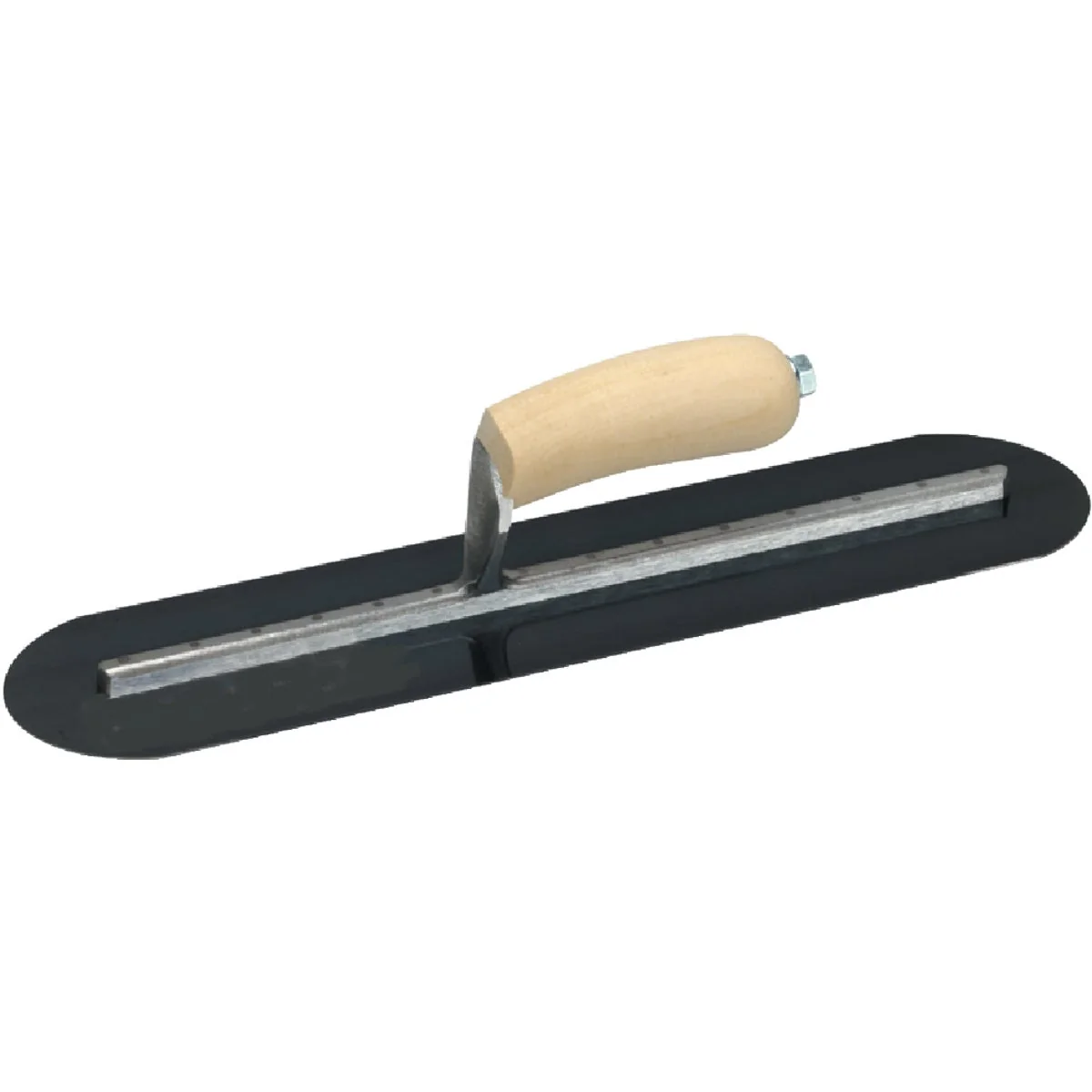 Healthy Marshalltown 4 In. x 18 In. Blue Steel Fully Rounded Finishing Trowel with Curved Wood Handle Powerful