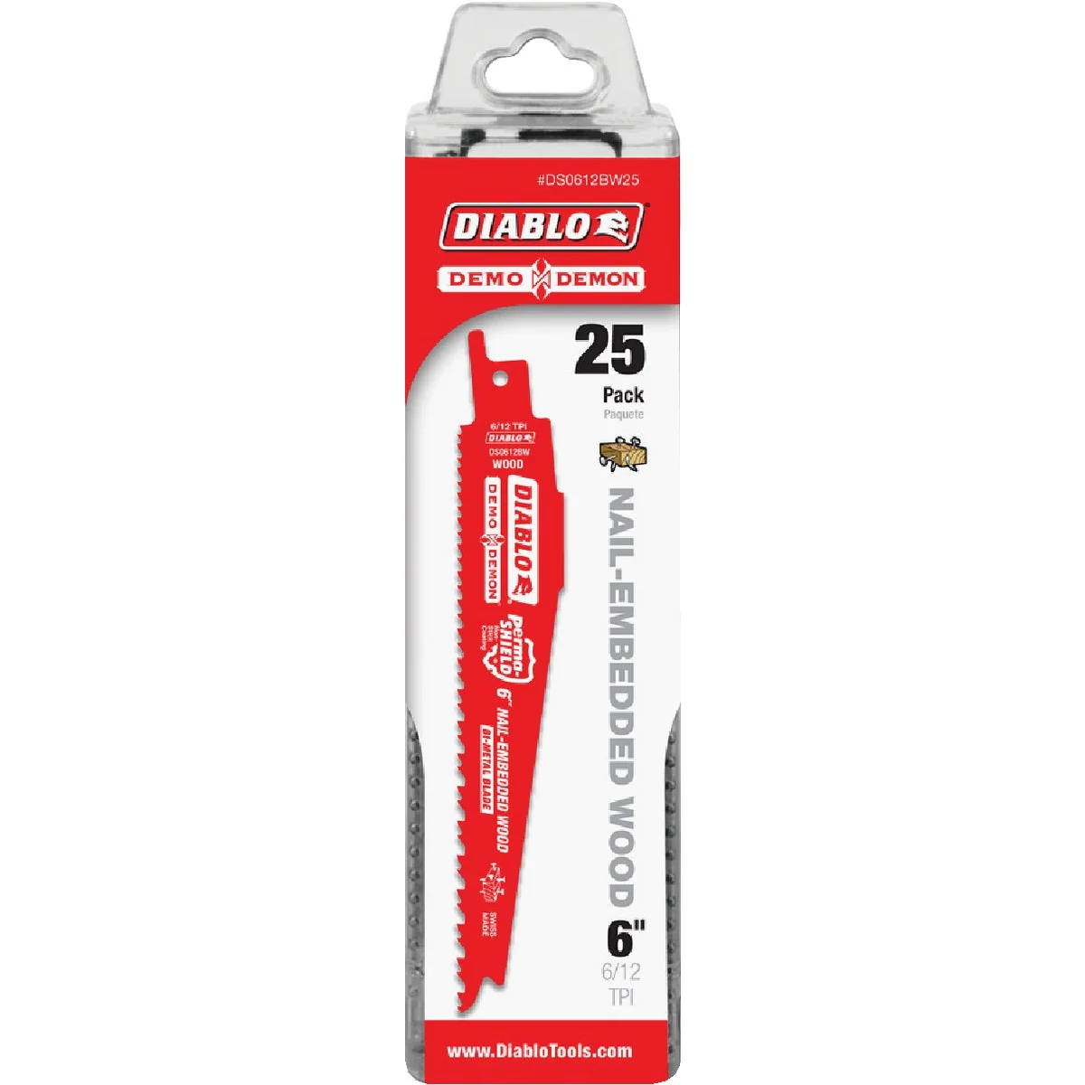 Innovative Diablo Demo Demon 6 In. 6 12 TPI Wood w Nails Reciprocating Saw Blade 25-Pack High-Quality