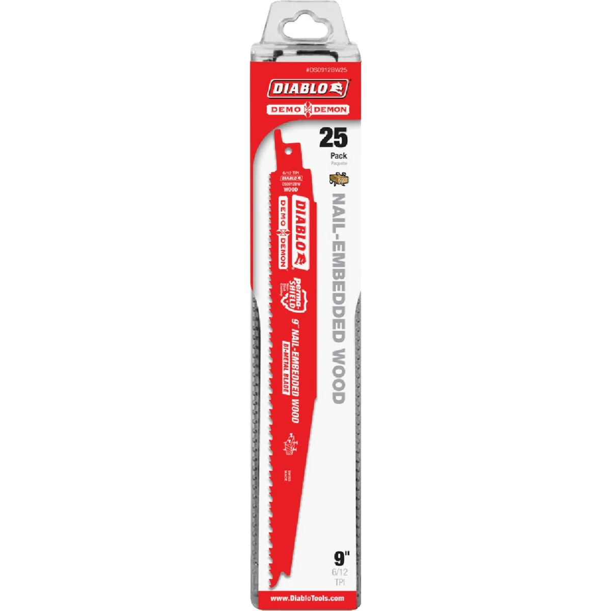 Functional Diablo Demo Demon 9 In. 4 6 TPI Wood w Nails Reciprocating Saw Blade 25-Pack Top-Quality