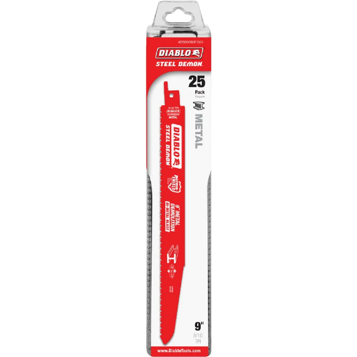Minimalist Diablo Steel Demon Bi-Metal 9 In. 8 10 TPI Metal Demolition Reciprocating Saw Blade 25-Pack Advanced