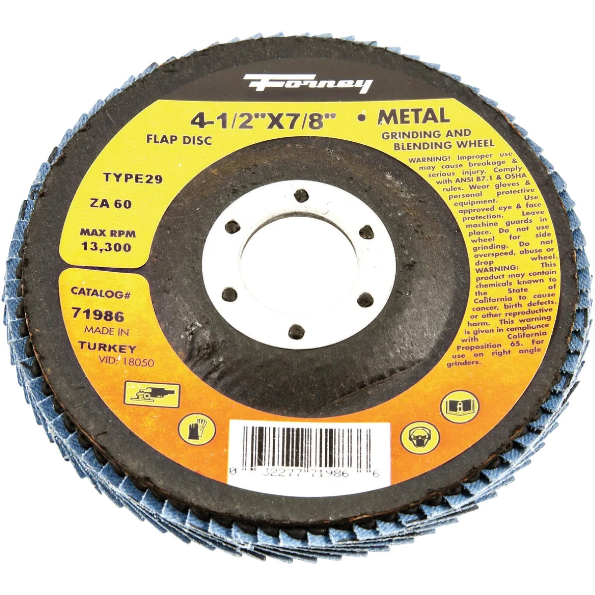 Eco-Friendly Forney 4-1 2 In. x 7 8 In. 60-Grit Type 29 Blue Zirconia Angle Grinder Flap Disc Healthy