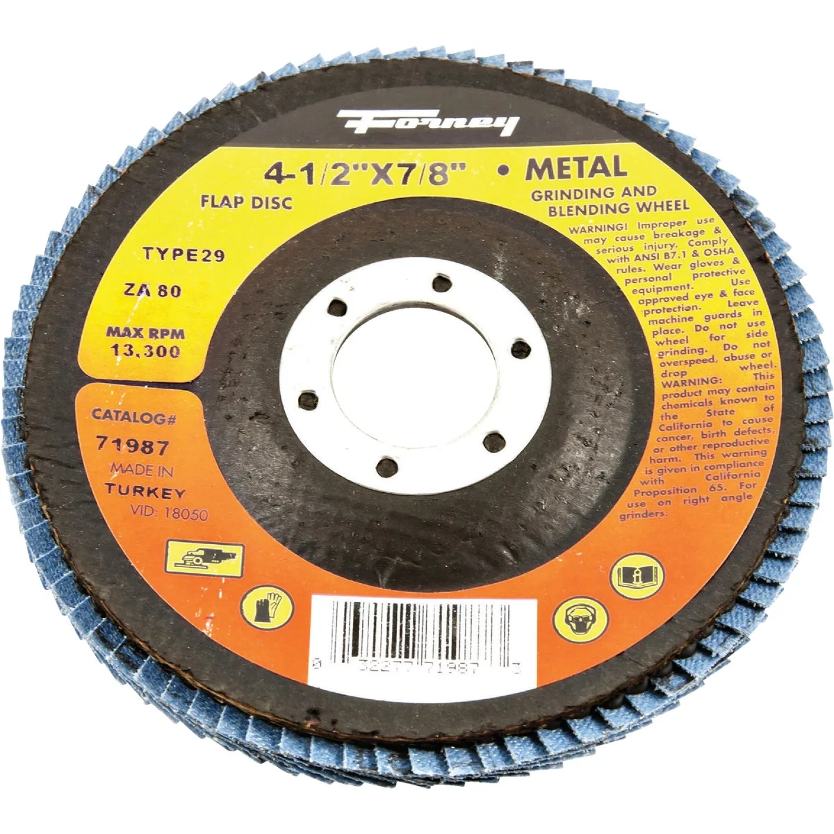 Refined Forney 4-1 2 In. x 7 8 In. 80-Grit Type 29 Blue Zirconia Angle Grinder Flap Disc Flexible