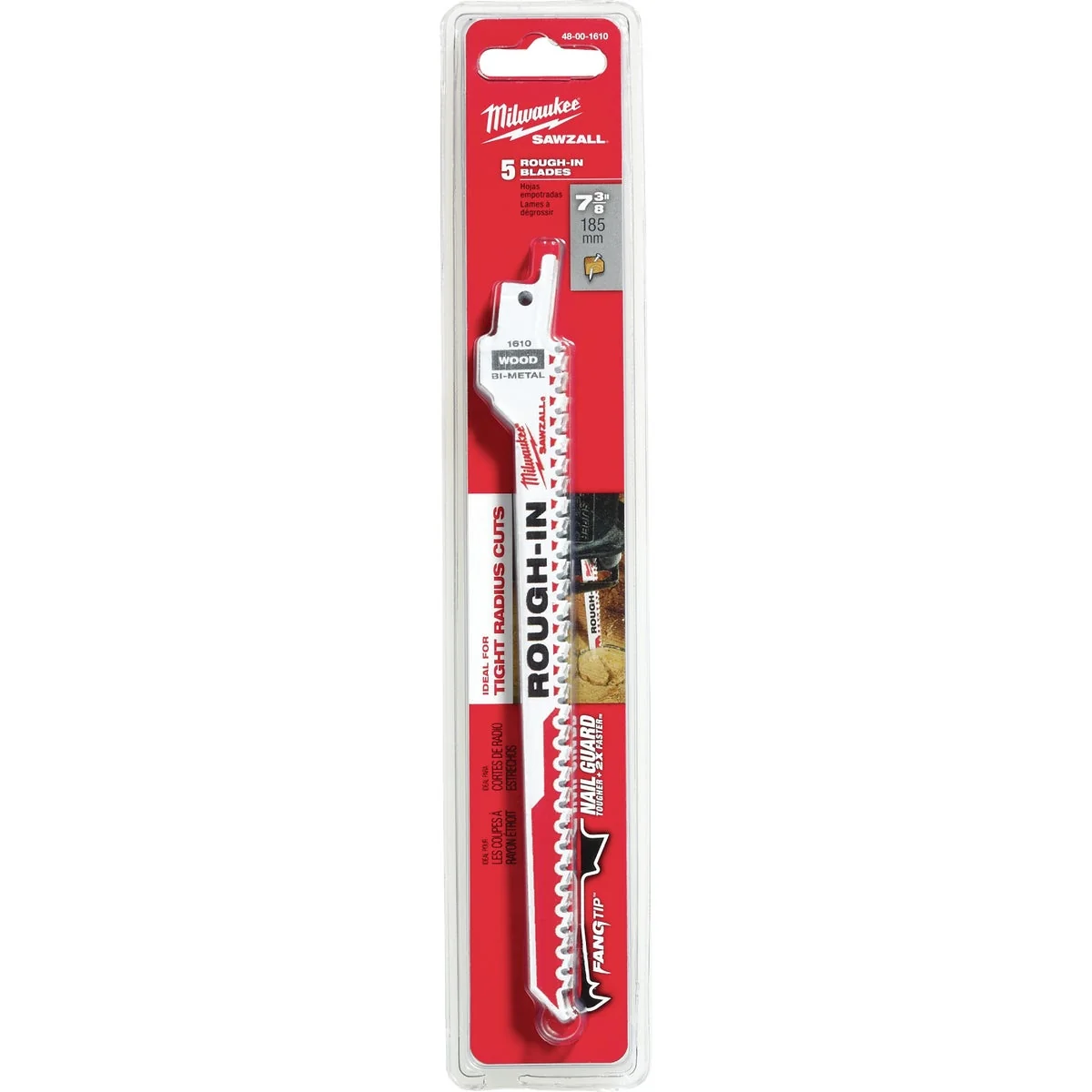 Minimalist Milwaukee Sawzall 7-3 8 In. 5 TPI Rough-In Wood w Nails Reciprocating Saw Blade 5-Pack Solid