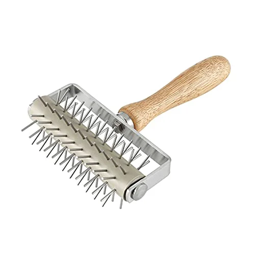 Fast Time Saver Pizza Dough Roller Docker with Wood Handle User-Friendly