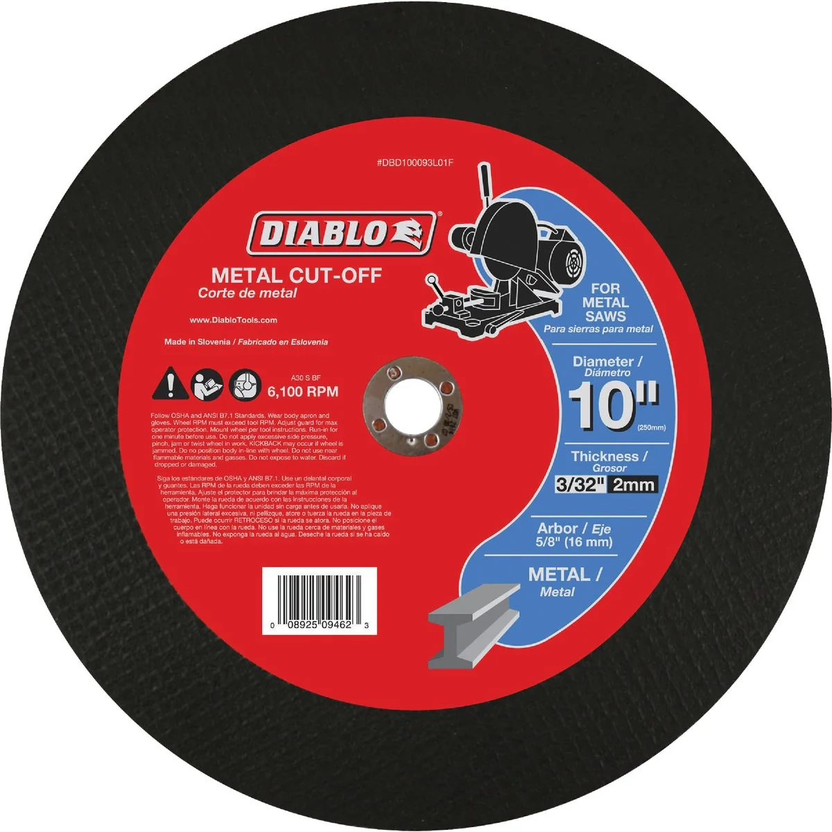Powerful Diablo Type 1 10 In. x 3 32 In. x 5 8 In. Metal Cut-Off Wheel Eco-Friendly