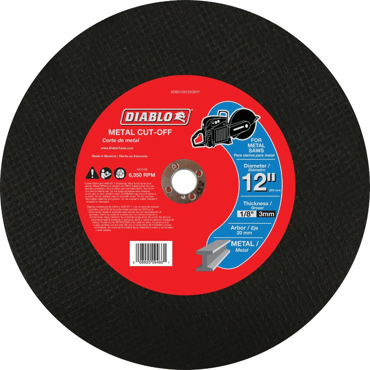 Fast Diablo Type 1 12 In. x 1 8 In. x 20 mm Metal Cut-Off Wheel Casual