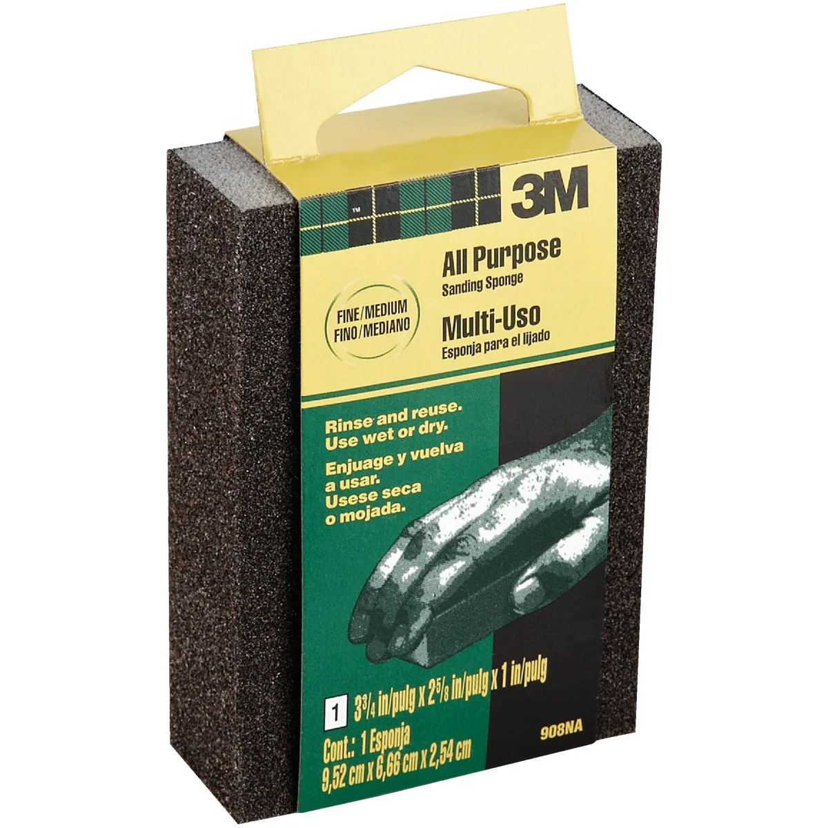 Innovative 3M All-Purpose 2-5 8 In. x 3-3 4 In. x 1 In. Fine Medium Sanding Sponge Smart
