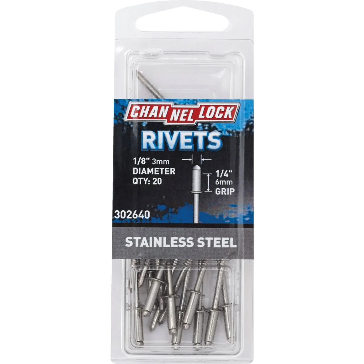 Durable Channellock 1 8 In. Dia. x 1 4 In. Grip Stainless Steel Rivet 20-Pack Practical