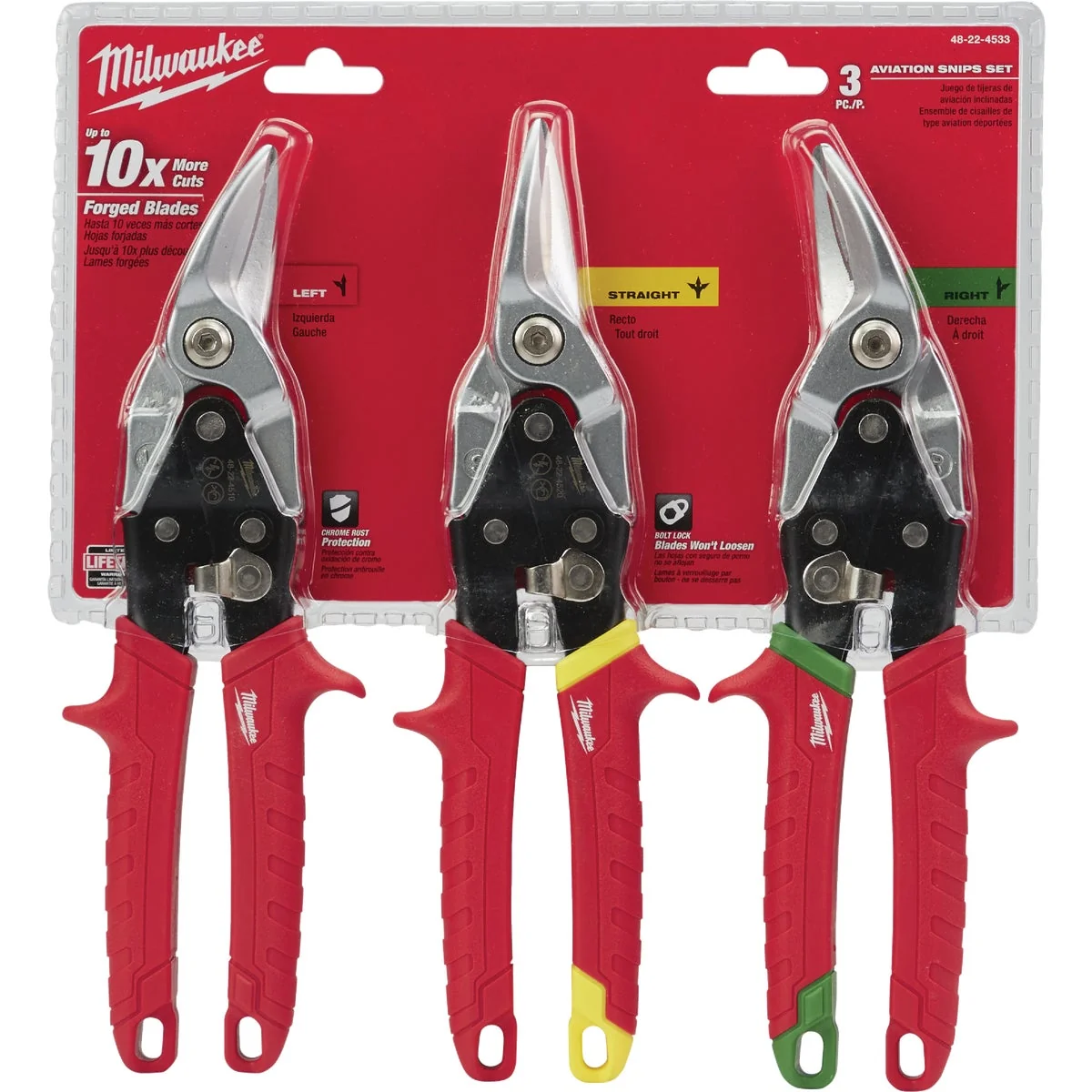 Convenient Milwaukee Aviation Snip Set 3 Piece Durable