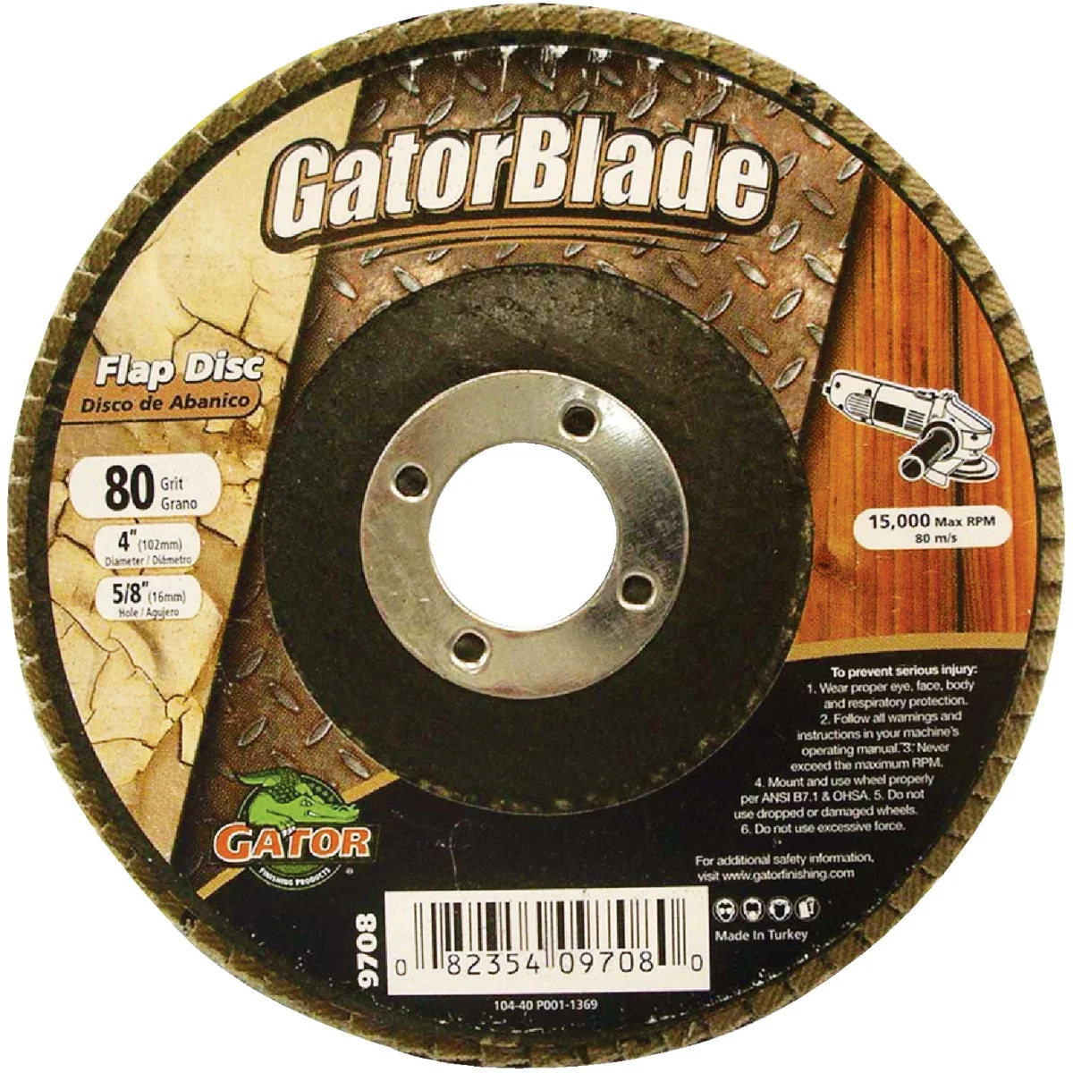Long-Lasting Gator Blade 4 In. x 5 8 In. 80-Grit Type 29 Angle Grinder Flap Disc Pure