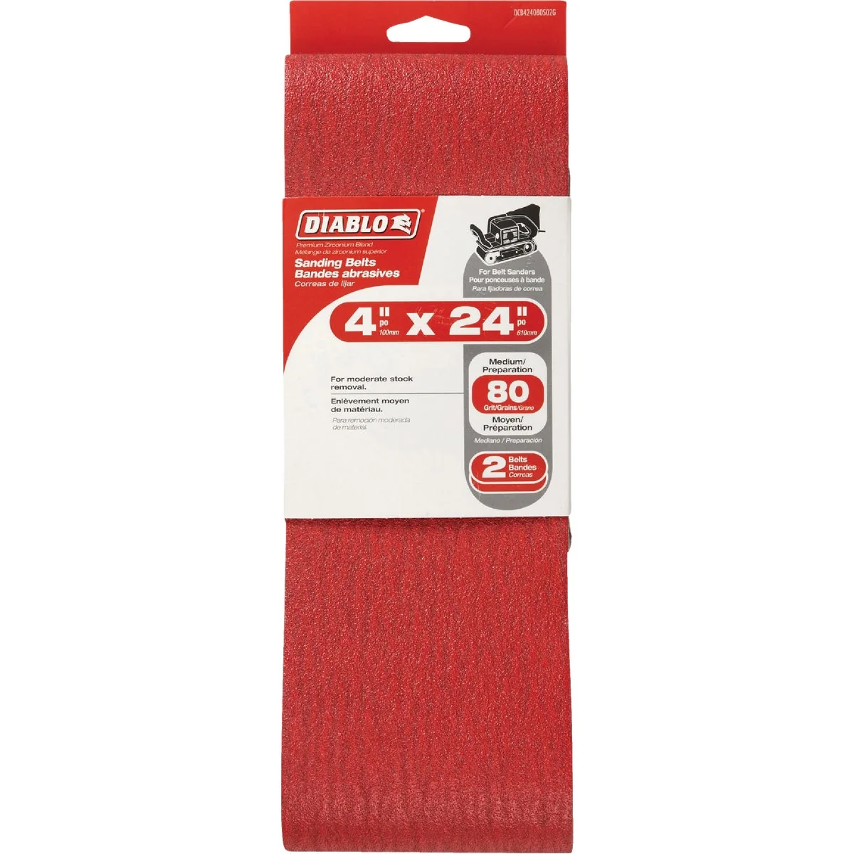 Comfortable Diablo 4 In. x 24 In. 80 Grit General Purpose Sanding Belt 2-Pack Detailed