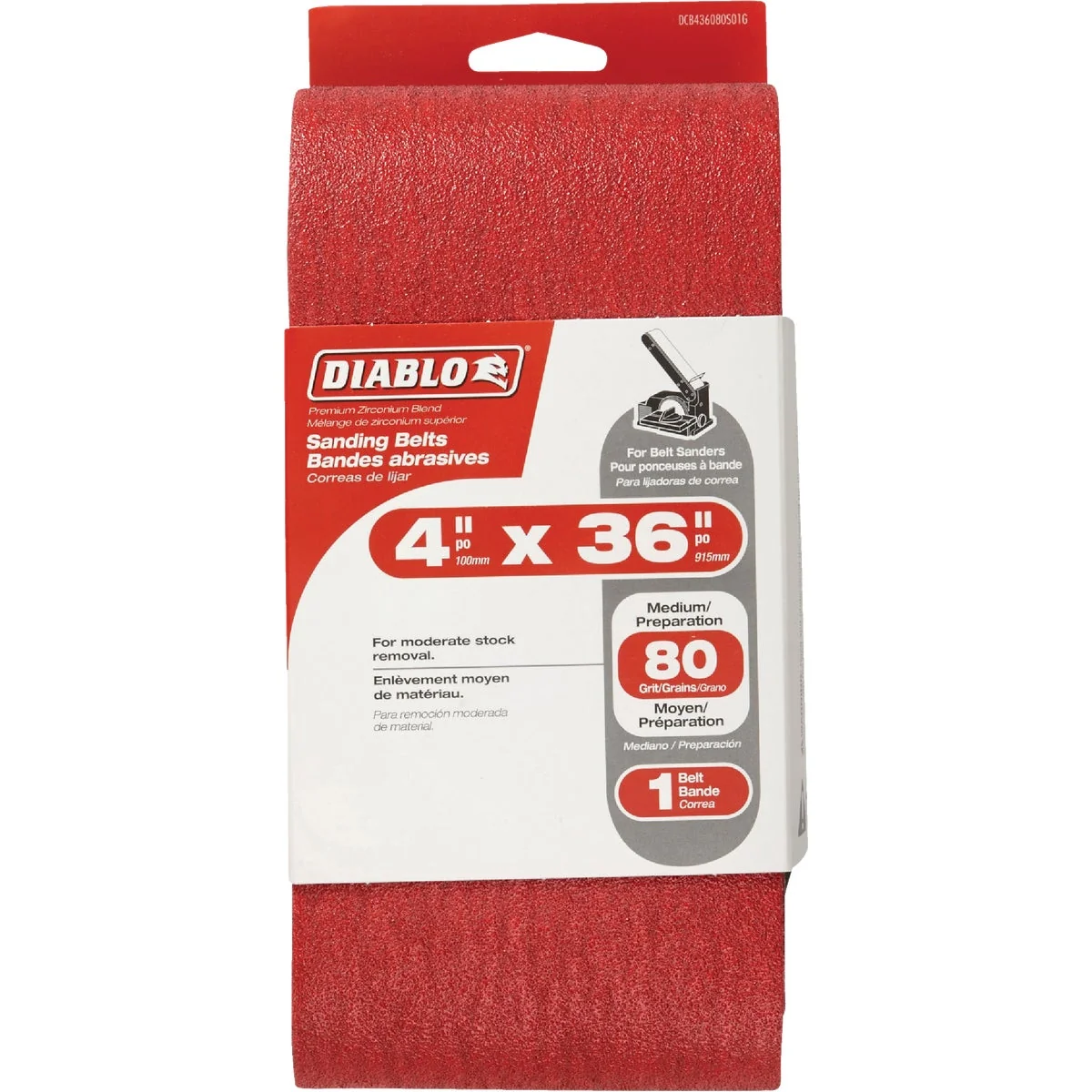 Top-Quality Diablo 4 In. x 36 In. 80 Grit General Purpose Sanding Belt Modern
