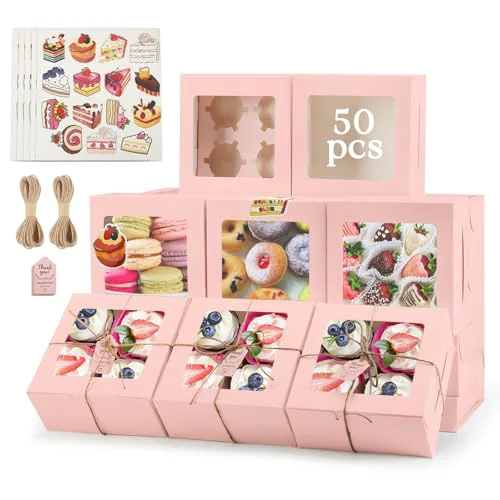 Convenient Cupcake Boxes with Window 50 Count Fine Crafted