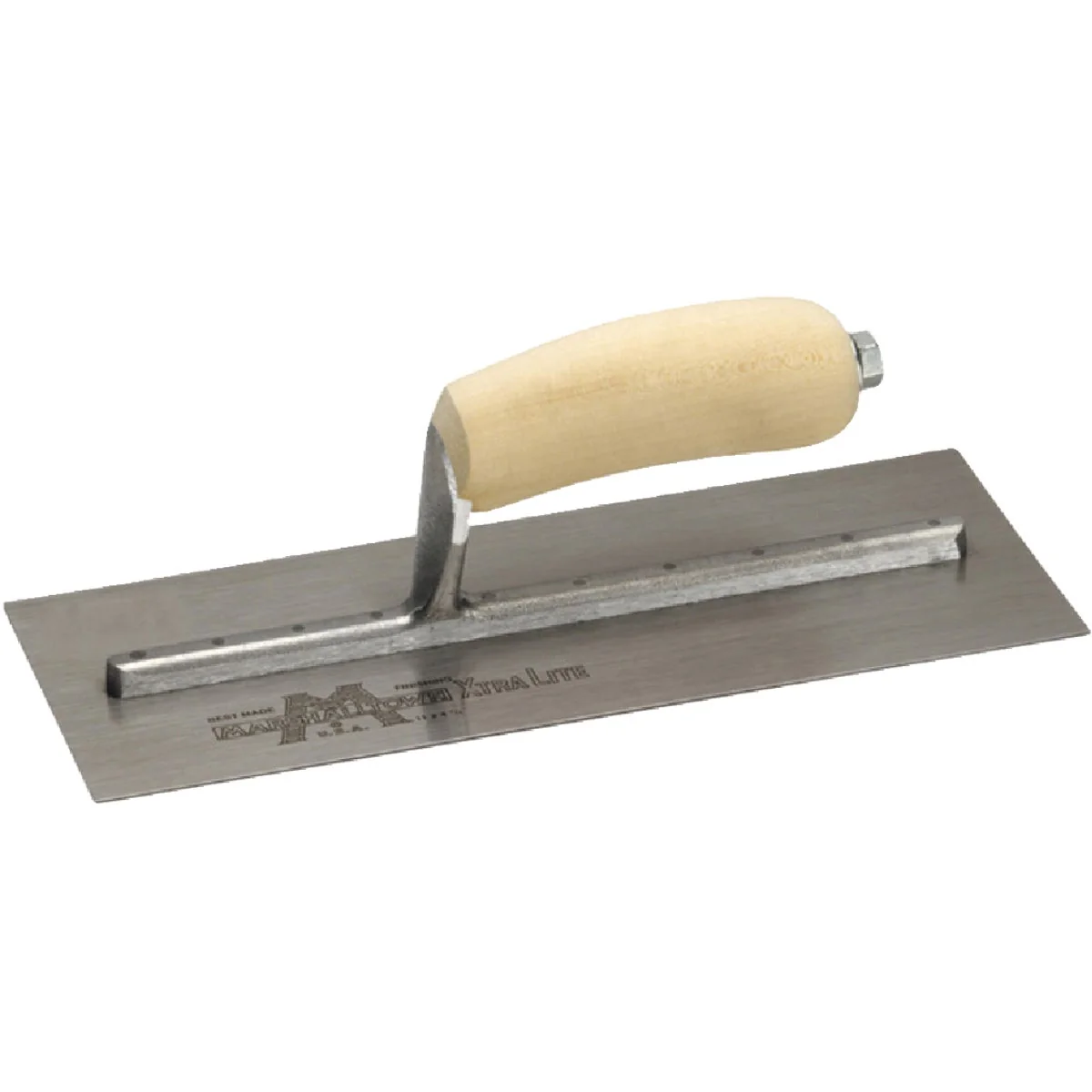 Sophisticated Marshalltown 4-1 2 In. x 11-1 2 In. High Carbon Steel Finishing Trowel with Curved Wood Handle Authentic
