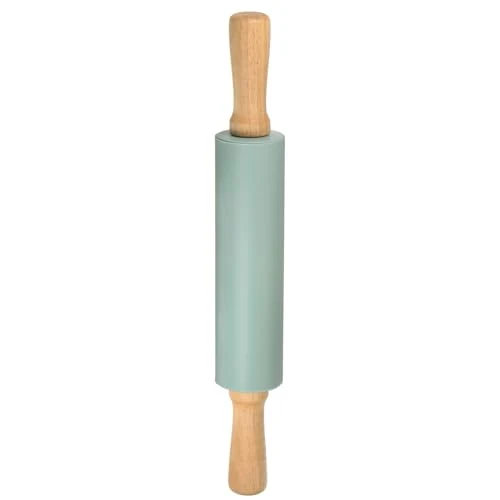 Unique Silicone Rolling Pins for Baking 15 Inch Wooden Handle Non Stick Rolling Pin Small Roller Playdough Rolling Pins for Dough Pizza Pastry Fondant Kitchen Fine