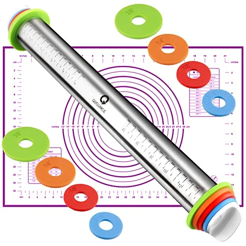 Modern Rolling Pin and Pastry Baking Mat Set Enhanced