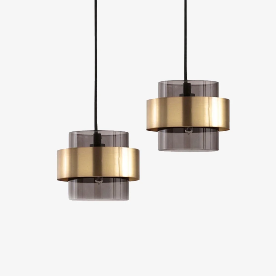 Artisan Hanglamp van gerookt glas en messing Breathable