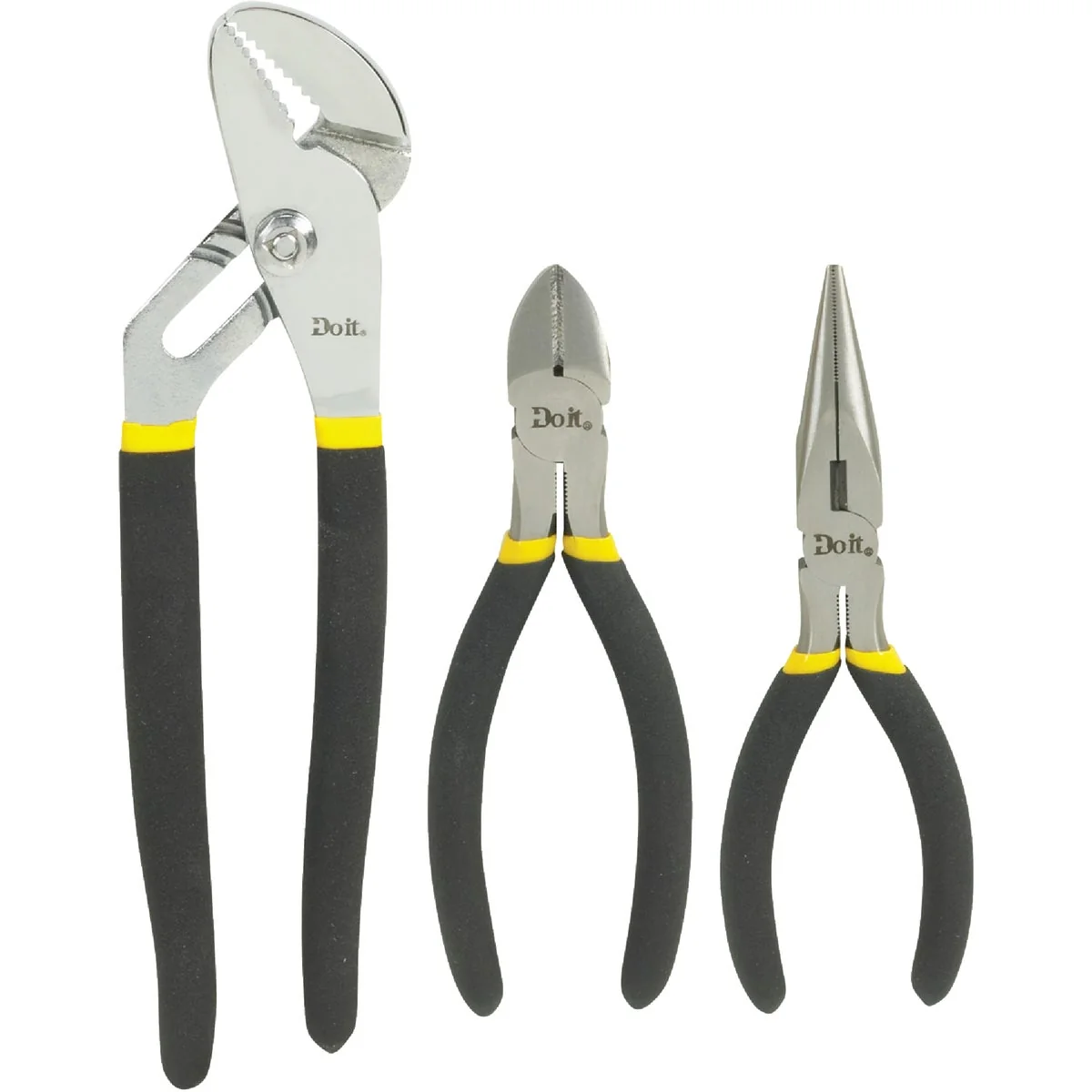 Verified Do it 6 In. Long Nose 6 In. Diagonal and 10 In. Groove Joint Plier Set 3-Piece Reliable