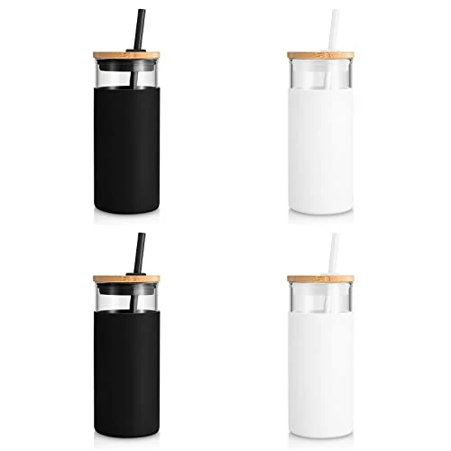 Natural 20 oz Glass Tumbler with Lid and Straw Unique