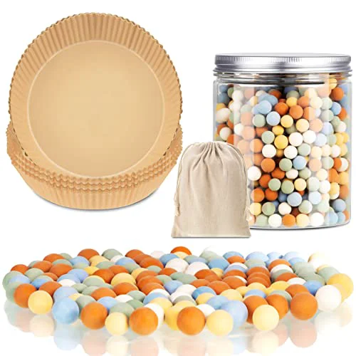 Authentic 1 Pack 2 lb Multi Color Pie Weights for Baking Crust Reusable Ceramic Blind Baking Beans Stoneware with 50 Pcs Disposable Parchment Paper Pie Liner Fit 8 Detailed
