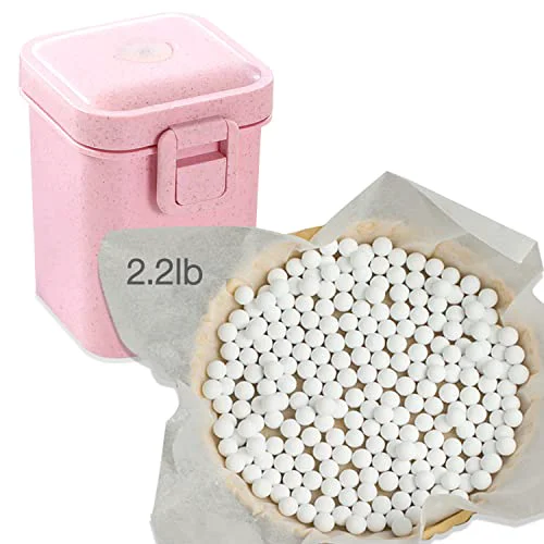 Optimized 2.2Lb Ceramic Pie Weights Baking Beans Pie Crust Reusable 10mm Weights Natural Ceramic Stoneware with Wheat Straw Container Expertly Made