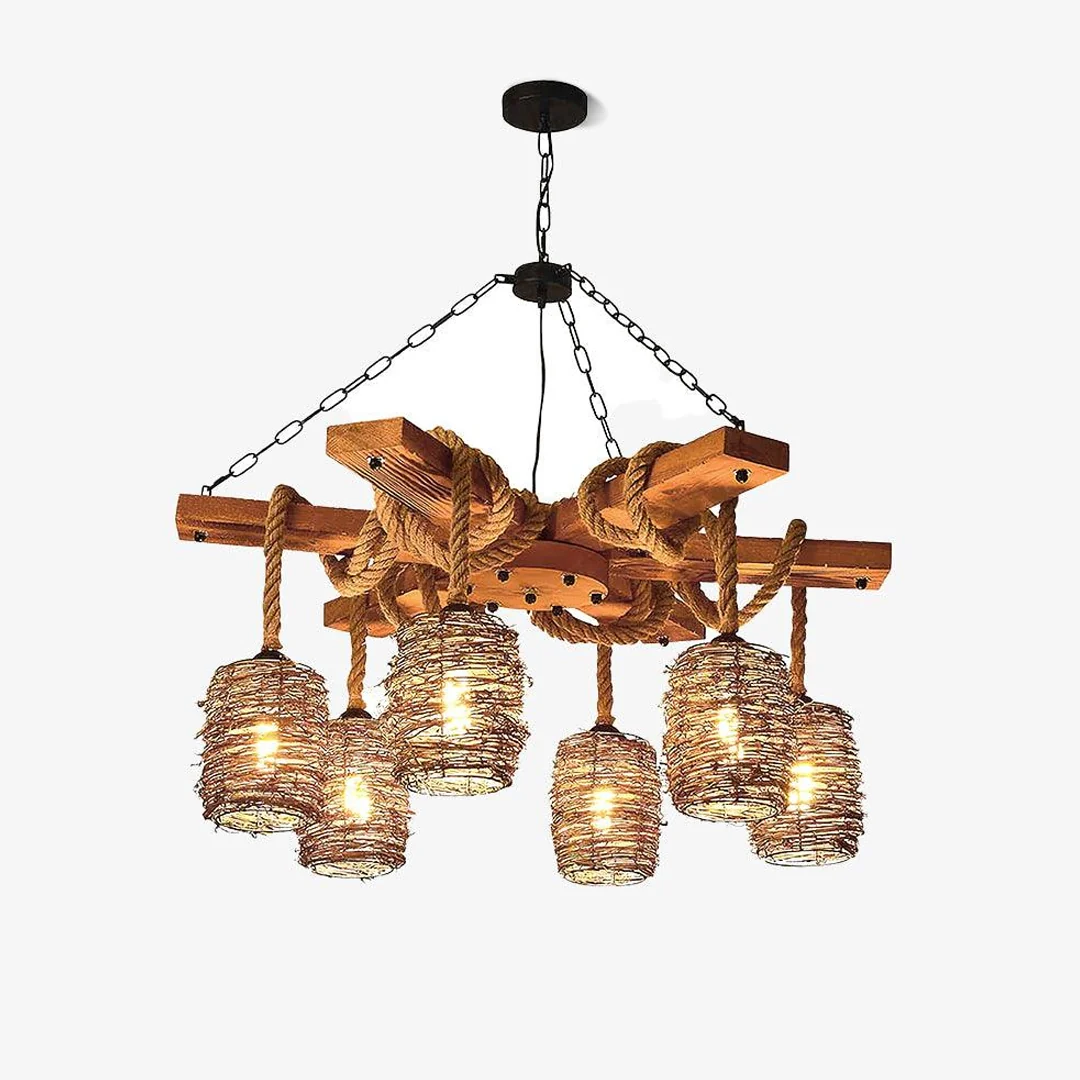 Innovative Vintage houten kroonluchter Fine