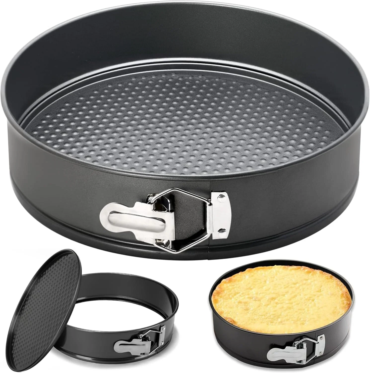 Comfortable 10 Inch Springform Pan Round Non Stick Cheesecake Pan Durable Baking Cake Pans with Removable Bottom Cake Molds for Baking Detailed