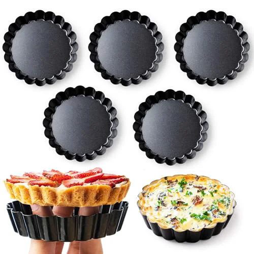 Green 8 Pack Mini Tart Pans 4 Inch with Removable Bottom Round Nonstick Deep Quiche Pan Reusable