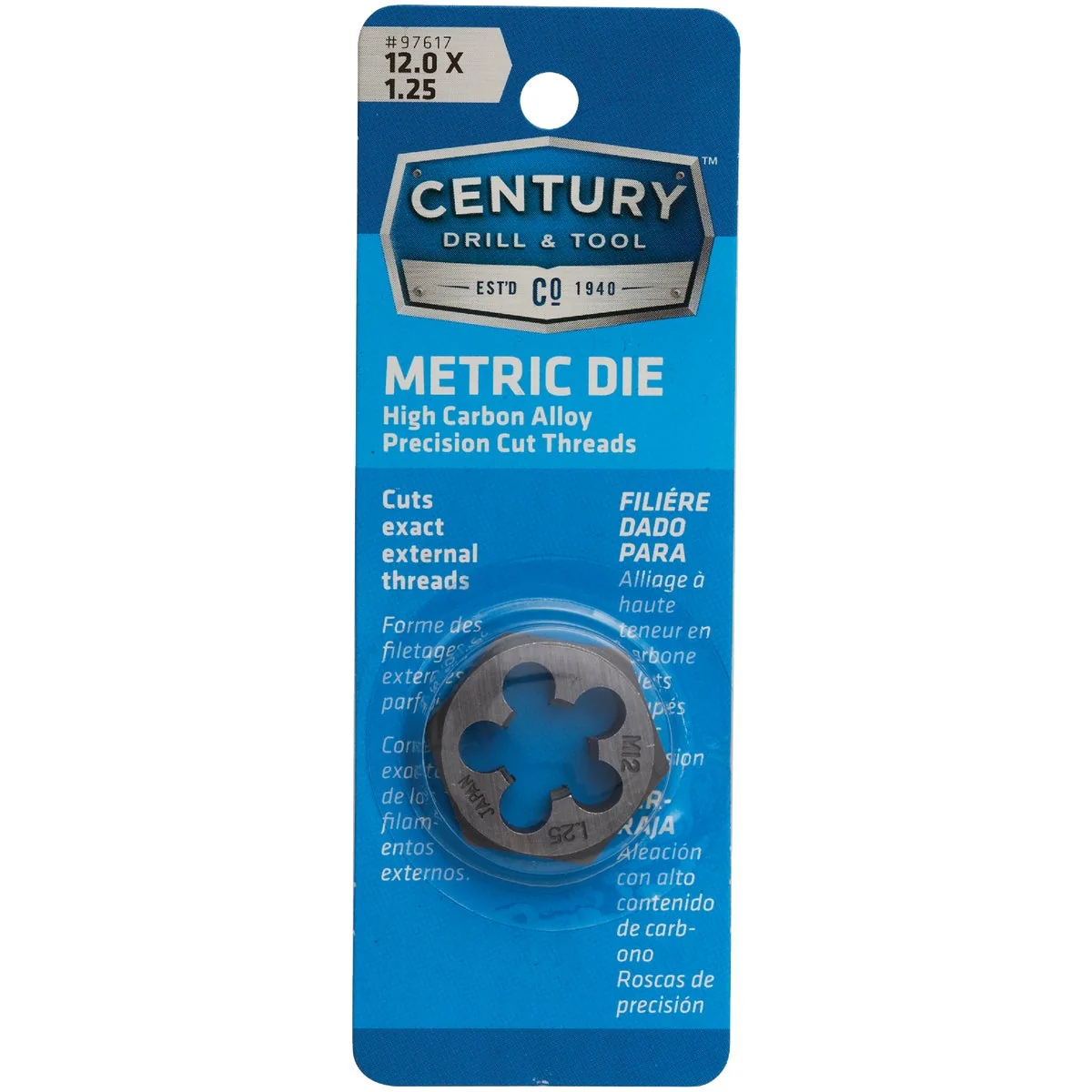 Fine Century Drill Tool 12.0×1.25 NPT 1 Across Flats Hexagon Pipe Die Natural