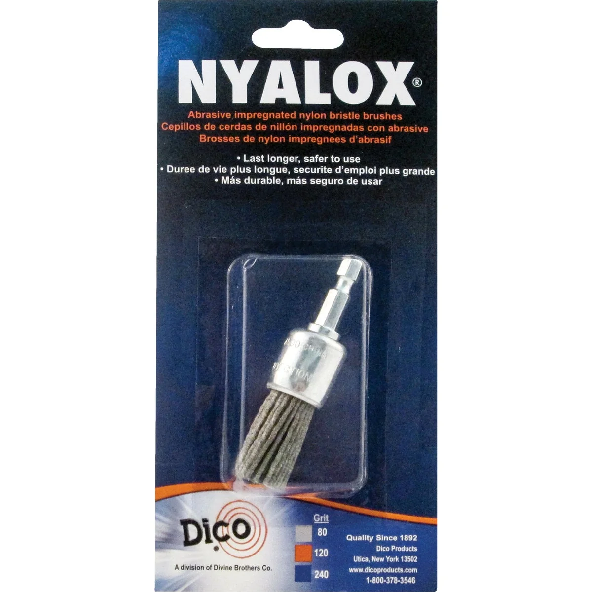 Premium Material Dico Nyalox 3 4 In. Extra Coarse Drill-Mounted Wire Brush Lightweight