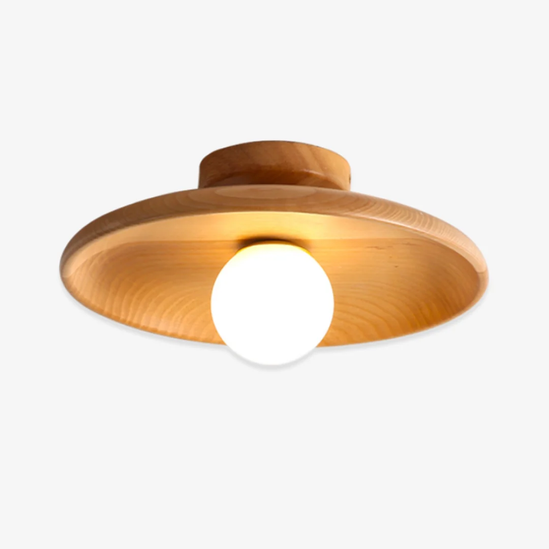 Comfortable Vintage platte houten plafondlamp Natural