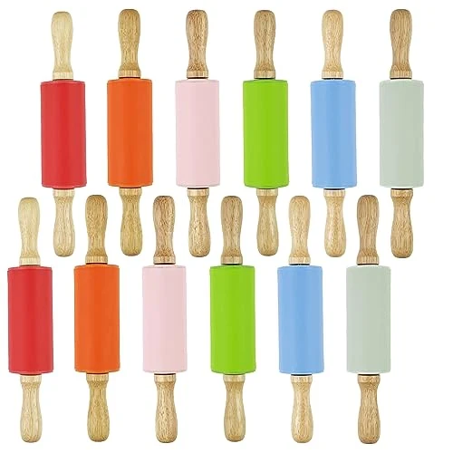Expertly Made 12 Pack Mini Small Rolling Pin for Kids 12 Count Fashionable