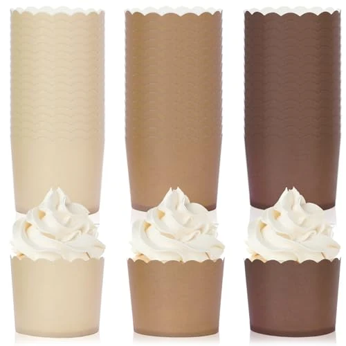Trusted 120Pcs Brown Paper Baking Cups Scalloped Edge Cupcake Wrappers Gradient Brown Cupcake Muffin Cases for Wedding Birthday Baby Shower 120 Count Relaxed