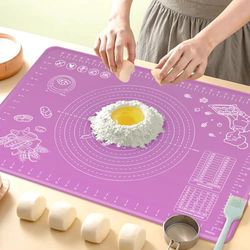 Superior Silicone Baking Mat 32 x 24 Extra Thickness Dough Rolling Mat with Measurements and Edge Heightening Lightweight