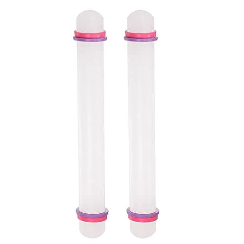 Contemporary 2pcs Fondant Rolling Pin 9 Inch x 0.98 Inch Adjustable Guide Rings Non 2 Count Innovative