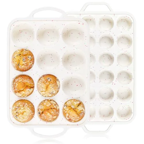 Advanced 2Pack Silicone Muffin Pan for Baking with Metal Reinforced Frame 2 Count Organic
