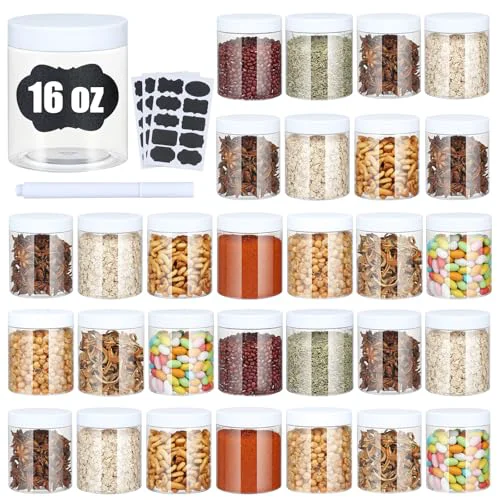 Genuine Plastic Jars with Lids 16 Count Trusted