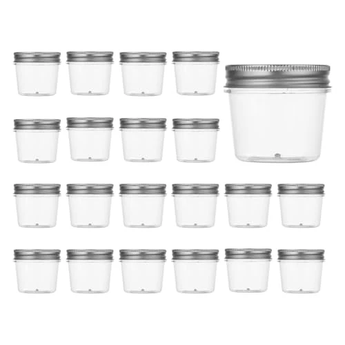 Flexible 4 oz Plastic Small Mason Jars and Small Plastic Jars with Lids 20 Count Modern