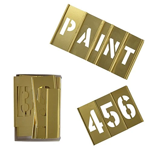 Proven 1 Brass 46 Pieces Interlocking Stencil Set of Numbers and Letters Kit Reusable