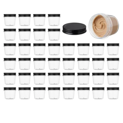 Fashionable 4 oz Plastic Small Mason Jars and Small Plastic Jars with Lids 40 Count Comfortable