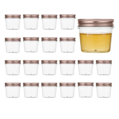 Excellent 4 oz Plastic Small Mason Jars and Small Plastic Jars with Lids 20 Count Professional