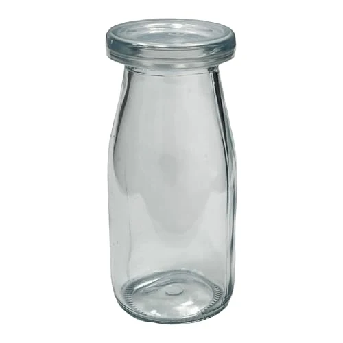 Official 6.76 oz 200ml Vintage Glass Bottle with Leakproof Clear Lid 48 Count Enhanced