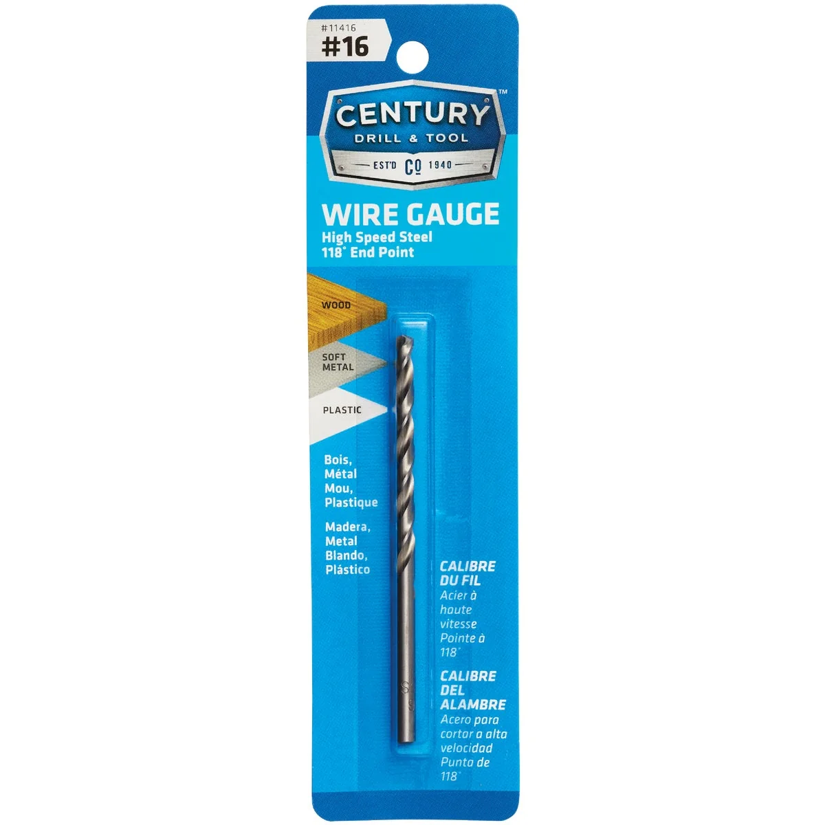 Elite Century Drill Tool Number 16 HSS Brite Drill Bit Sophisticated