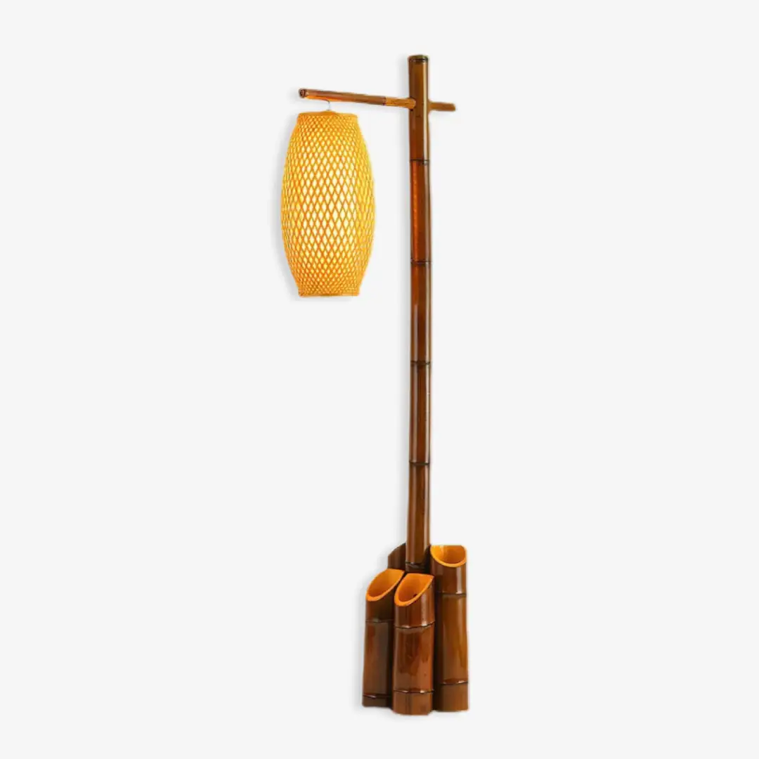 Traditional Retro bamboe buisvloerlamp Premium