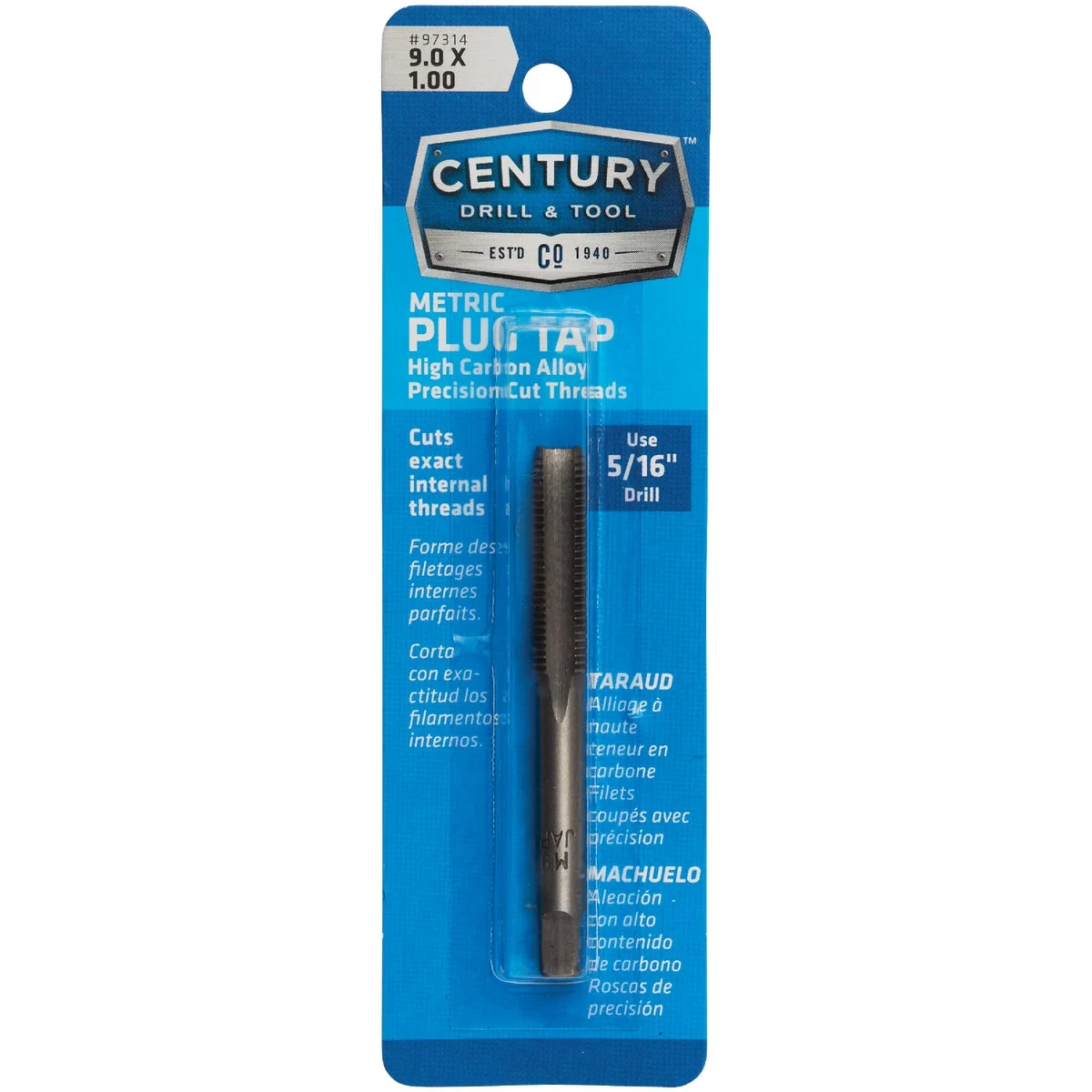 World-Class Century Drill Tool 9.0×1.00 Carbon Steel Metric Tap Comfortable