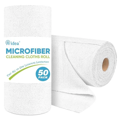 Refined White Microfiber Cleaning Cloth Roll 50 Count Responsible