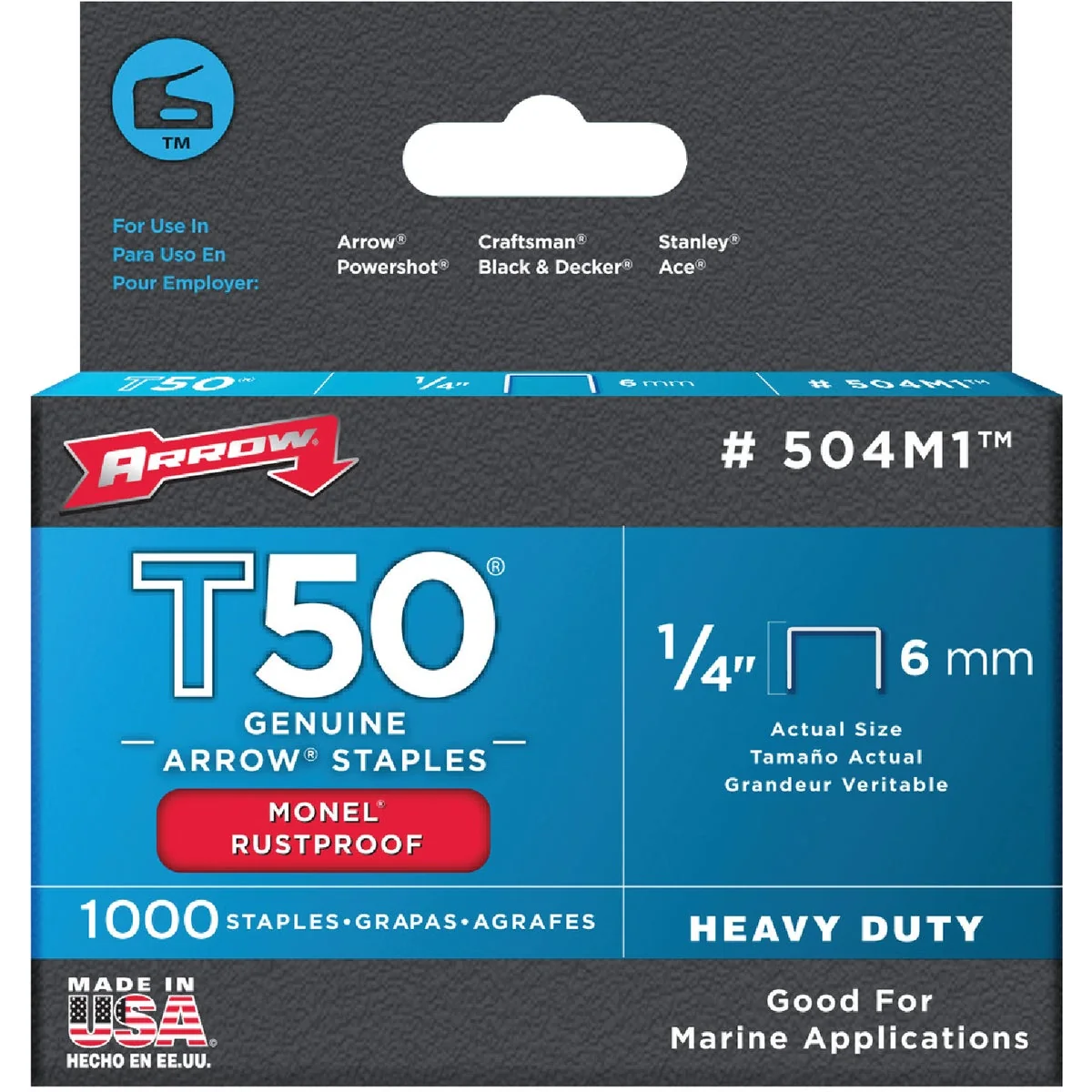 Fine Arrow T50 Heavy-Duty Monel Staple 1 4 In. 1000-Pack Superior