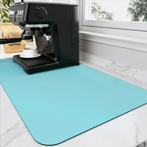 Functional Coffee Mat Absorbent Hide Stain Rubber Backed Dish Drying Mat for Kitchen Counter Artisan