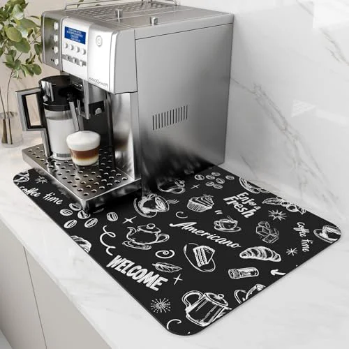 Easy-to-Use Coffee Mat Hide Stain Rubber Backed Absorbent Dish Drying Mat for Kitchen Counter Comfortable