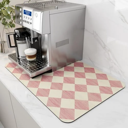 Comfortable Coffee Mat Hide Stain Rubber Backed Absorbent Dish Drying Mat for Kitchen Counter Easy-to-Use